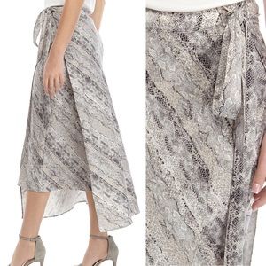 The Limited Snake Satin Wrap Midi Skirt
